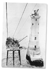 The last stone being laid during the construction of the Beachy Head Lighthouse on 25th February 1902