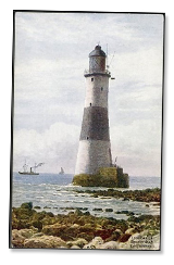 The Beachy Head lighthouse at Beachy Head in an old postcard
