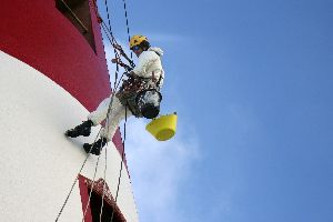 Hugh abseil painter at the Beachy Head Lighthouse