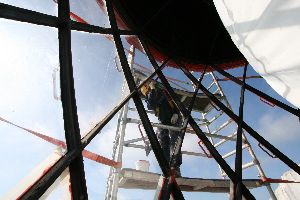 Painting the lantern of the Beachy Head Lighthouse