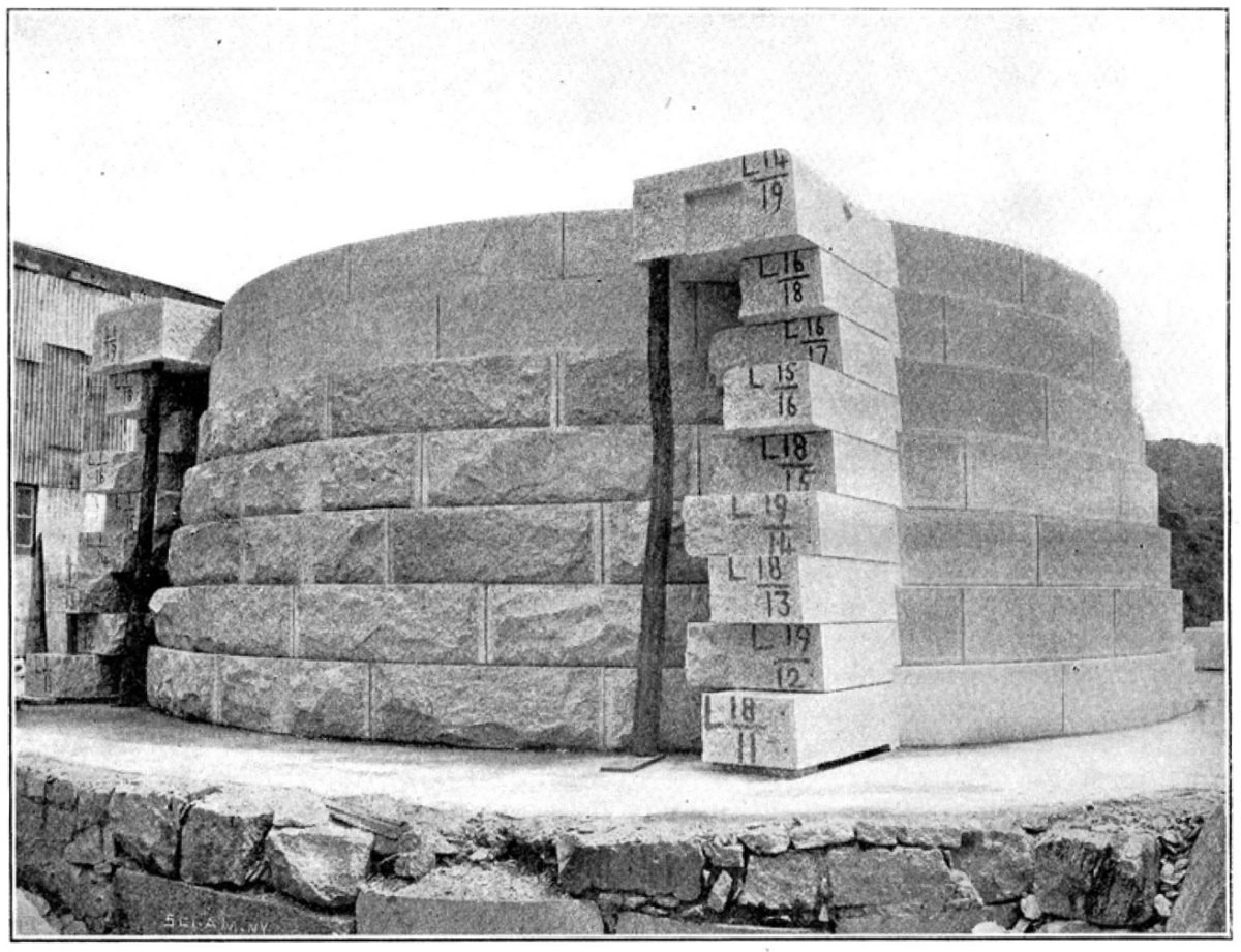 Numbered granite blocks
